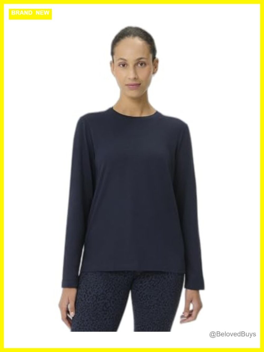 Women's Essential Crew Neck Long Sleeve T-Shirt Organic Cotton Blend Slim Fit